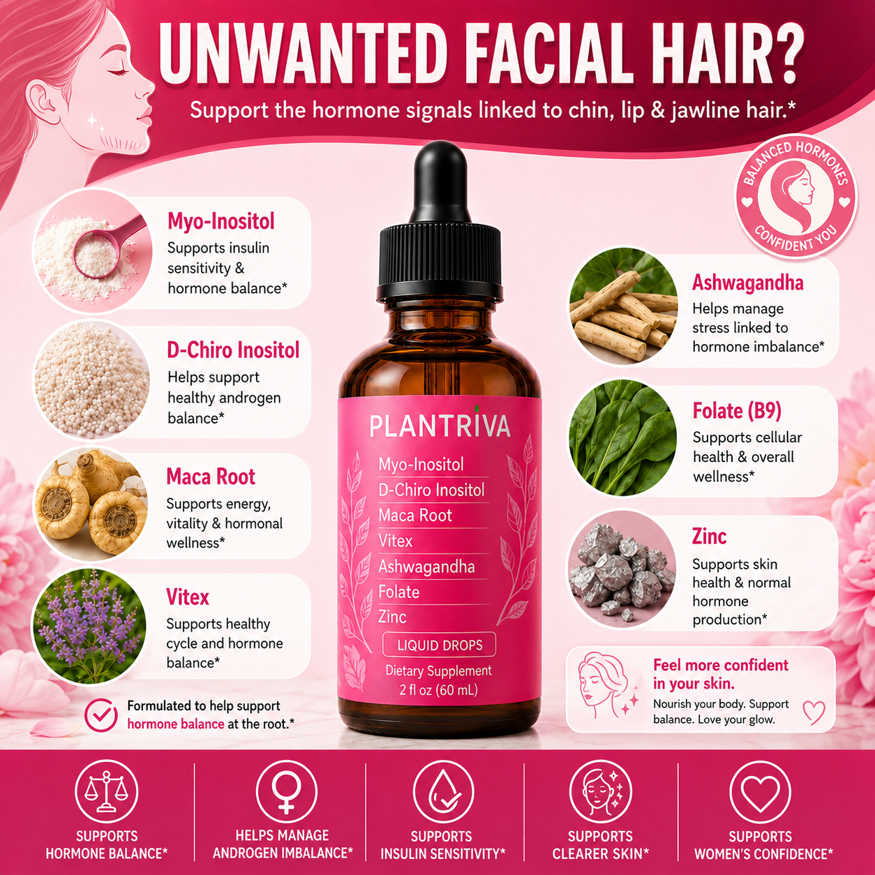 Hormone Facial Hair Support Drops